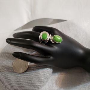 Sterling Silver Green Double Stone Turquoise Ring